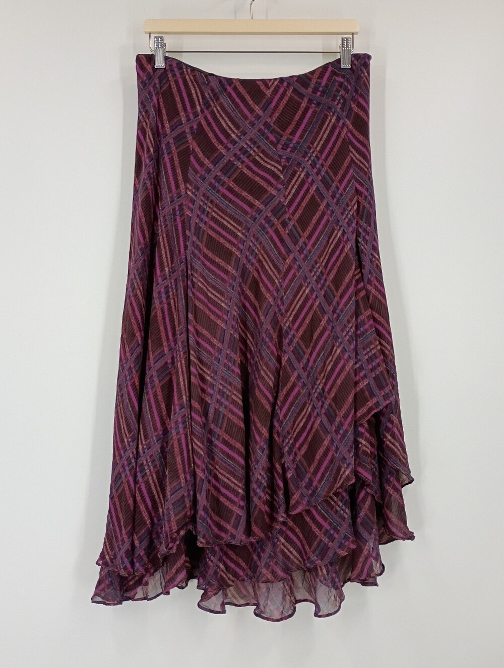 Winter Silks Layered Ruffle Silk Midi Skirt